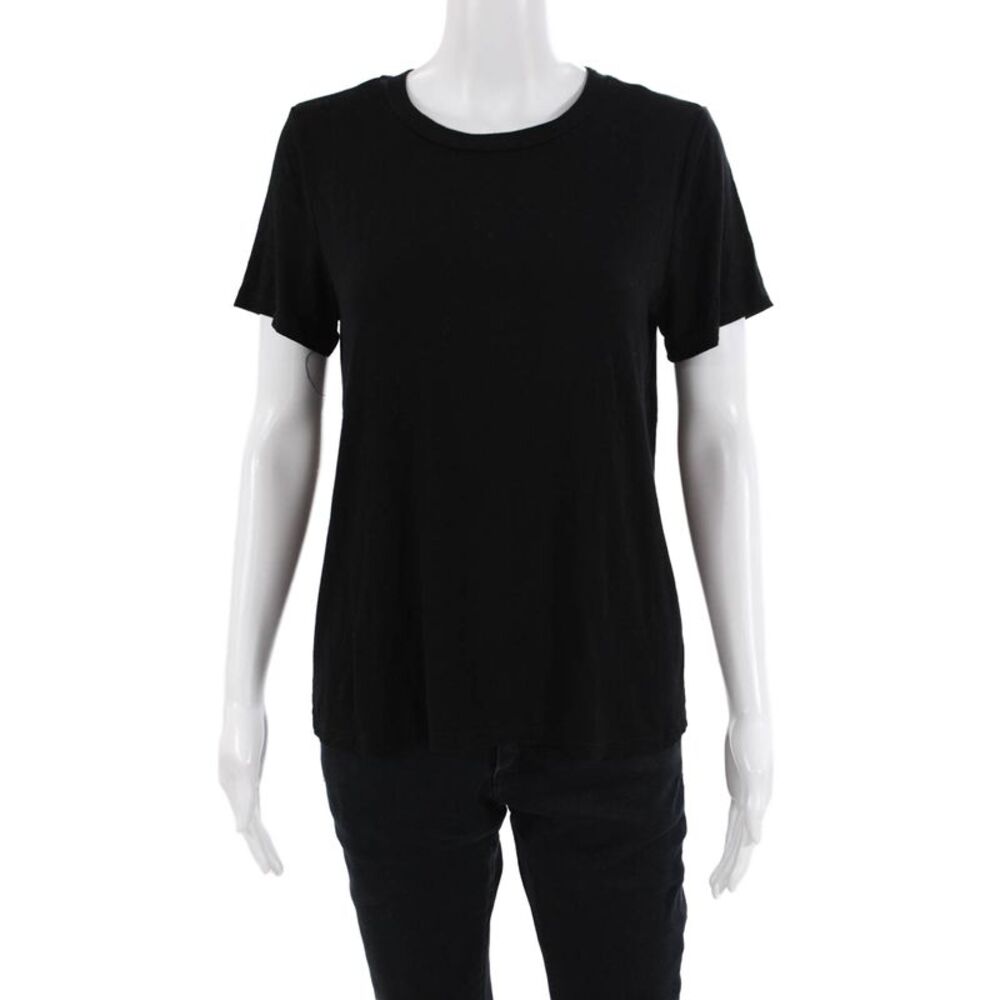 Bailey 44 Women Basic Black Cotton Blend Crew Neck Short Sleeve Tee Size M